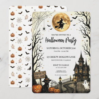Skrämmande Vintage Halloweenfest Inbjudningar