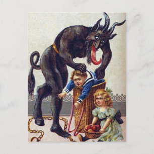 Skrämmande Vintage Krampus Helg Vykort