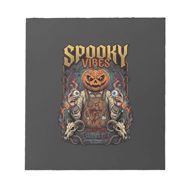 Skrämmande Vires Halloween Pumpahuvud Håller Ögong Anteckningsblock (Framsida)