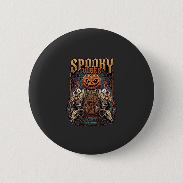 Skrämmande Vires Halloween Pumpahuvud Håller Ögong Knapp (Framsida)