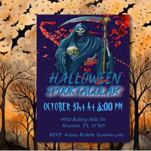 Skrämmande vuxen dödgrimma Halloween-fest Inbjudningar