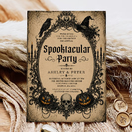Skrämmande vuxen Halloweenfest vintage dödskalle Inbjudningar