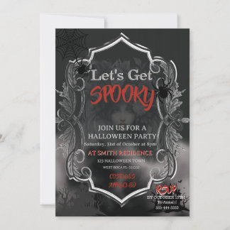 Skrämmande vuxen Halloweenfest vintage Inbjudningar