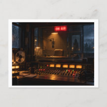 Skrämmande vykort från radiostation - Vintage-skrä