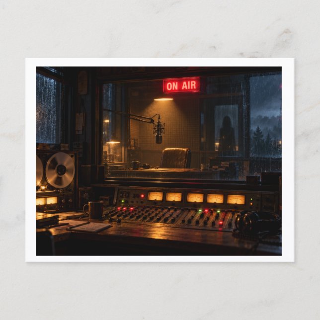 Skrämmande vykort från radiostation - Vintage-skrä (Framsida)