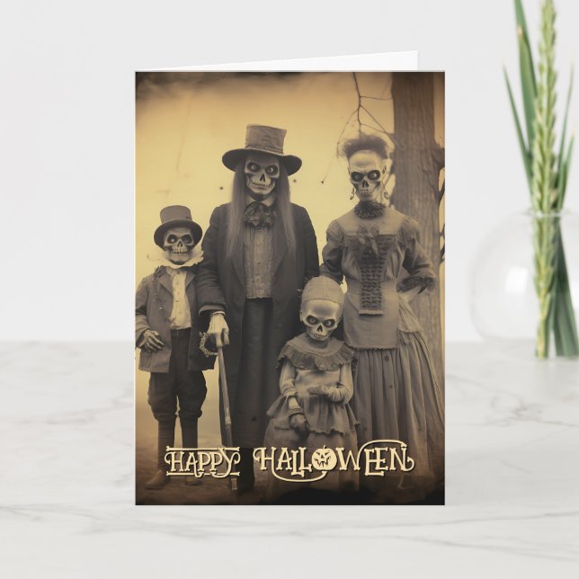 Skrämmande Zombie Familj Helgkort (Framsida)