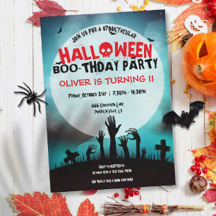 Skrämmande Zombie Halloween Barnkalas Inbjudningar