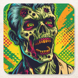 Skrämmande Zombie Halloweenfest Underlägg Papper Kvadrat
