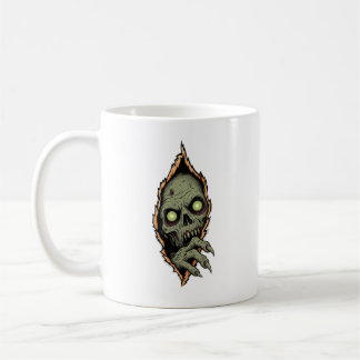 Skrämmande Zombie Inuti Sönderriven Halloween-Mugg Kaffemugg