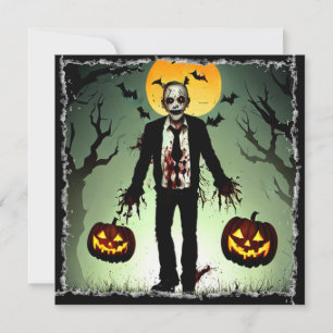 Skrämmande Zombie med pumpor Halloween Inbjudningar