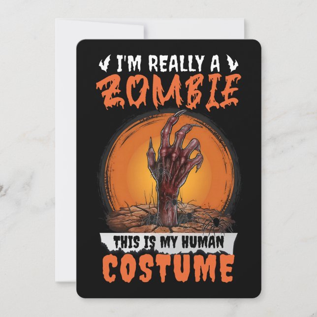 Skrämmande Zombie Skräck Halloween Kostym Kuslig G Julkort (Framsida)