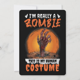 Skrämmande Zombie Skräck Halloween Kostym Kuslig G Julkort