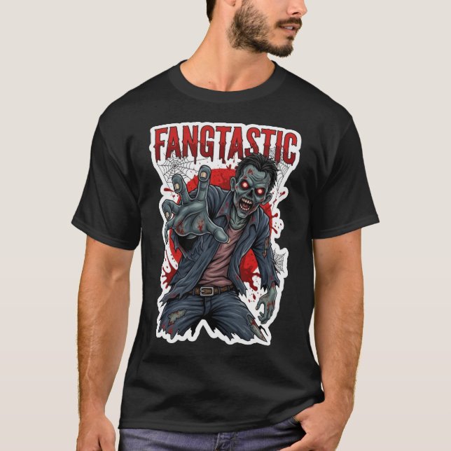 Skrämmande zombie som sträcker sig fram med glödan t shirt (Framsida)