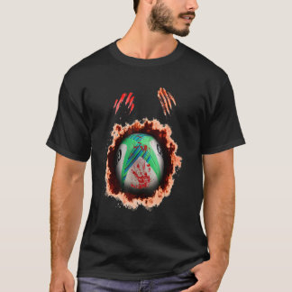 skrämmande zombie-spelare rugby creepy rugby boll t shirt