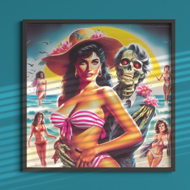 Skrämmande Zombie Strand Pin-up Poster (Skapare uppladdad)