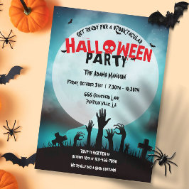 Skrämmande Zombiekyrkogård Halloweenfest Inbjudningar
