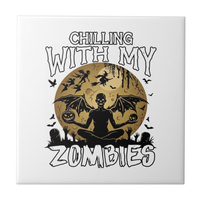 Skrämmande zombies Halloween Bevingad demon mångra Kakelplatta (Framsidan)