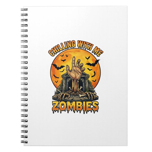Skrämmande zombies Hand Gravsten Fullmåne Fladderm Anteckningsbok (Framsidan)