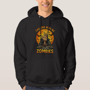 Skrämmande zombies Hand Gravsten Fullmåne Fladderm Hoodie
