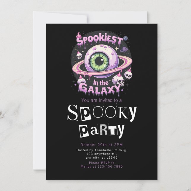 Skrämmaste Galaxy Modern Minimalistisk Halloween Inbjudningar (Framsida)