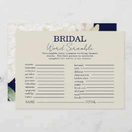 Skrampspel för marin vit Blommigt Möhippa Ord Inbjudningar