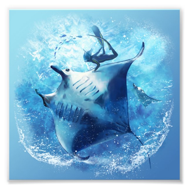 Skrämrocka och dykare fototryck (Framsidan)