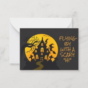Skrämsel Häxa Spökhus Halloween Klassrum Anteckningskort