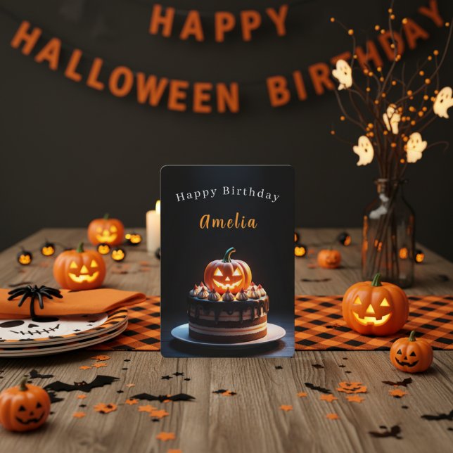 Skrämsel Pumpa Halloween Födelsedags Kort Anpassat (Skapare uppladdad)