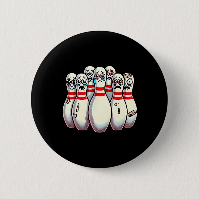 Skrämt Bowling Stift Tecknad Roligt  Bowlareare Hu Knapp (Framsida)