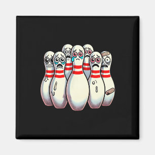 Skrämt Bowling Stift Tecknad Roligt Bowlareare Hu Magnet