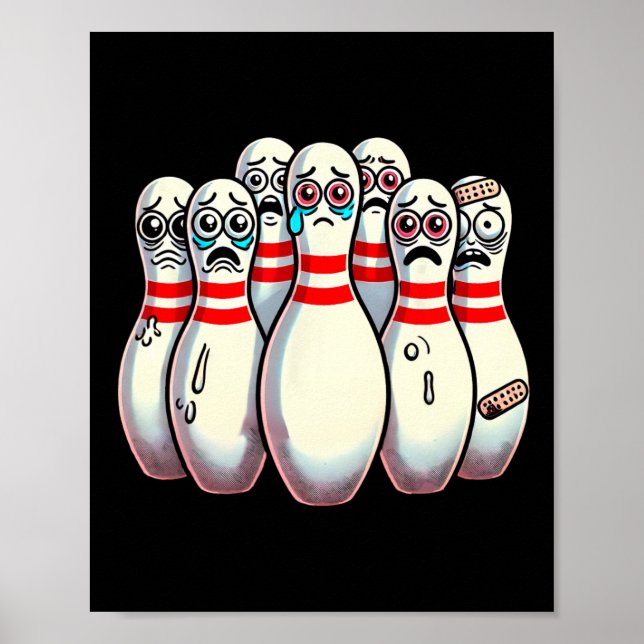 Skrämt Bowling Stift Tecknad Roligt  Bowlareare Hu Poster (Framsidan)