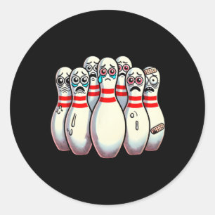 Skrämt Bowling Stift Tecknad Roligt Bowlareare Hu Runt Klistermärke