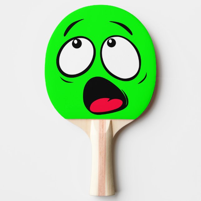 Skrämt Grönt Dayglow Personalize Emoji Pingisracket (Framsidan)