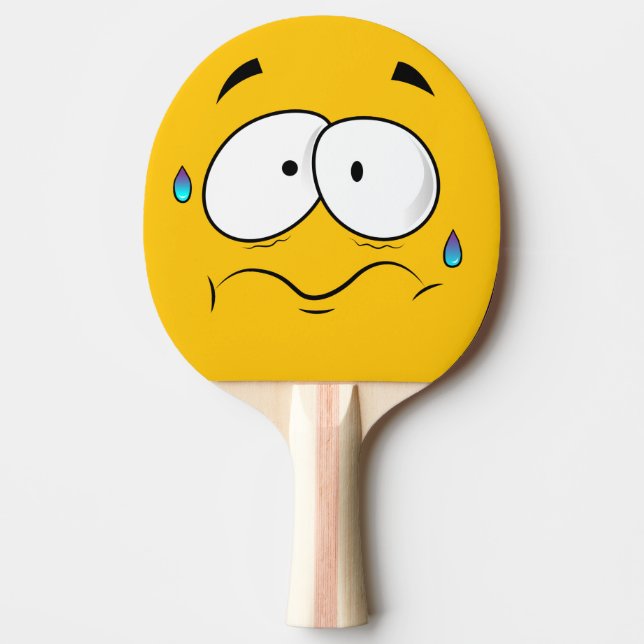 Skrämt Gult Emoji Pingisracket (Framsidan)