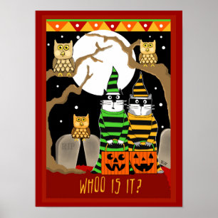 Skrämt Halloween-katttrick eller behandling med Ug Poster