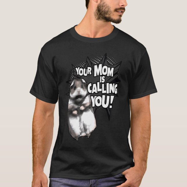 Skrämt hamstermemma som mamma ringer t shirt (Framsida)