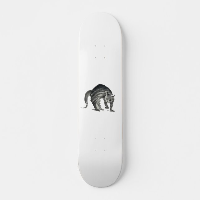 skrämt kattabstrakt mini skateboard bräda 18,5 cm (Framsida)