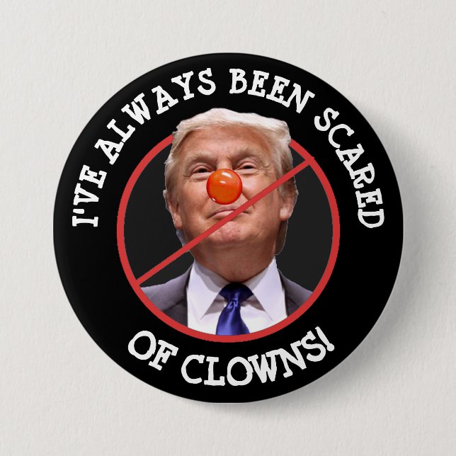 Skrämt Knappen Clowns Anti Donald Trump Shirt Knapp (Framsida)