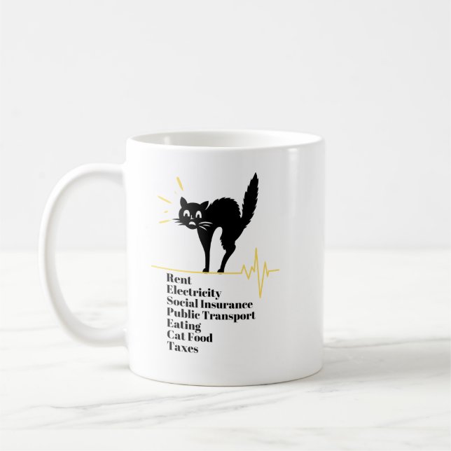 Skrämt kundkorgar överraskade Cat Funny Cat Ansikt Kaffemugg (Vänster)
