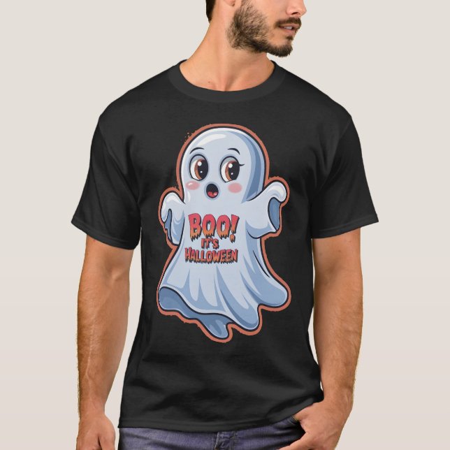 Skrämt Little Ghost T Shirt (Framsida)