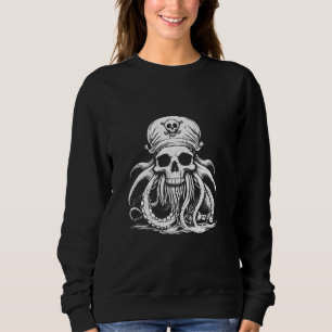 Skrämt Pirat Kapten Bläckfisk Demon Tatuering Hall T Shirt