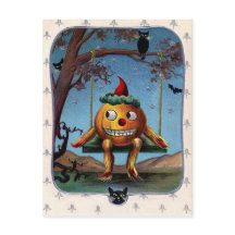 Skrämt pumpa på en sväng på Halloween-natten