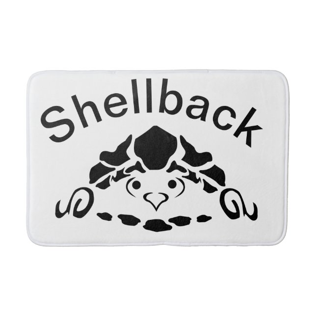 Skrämt sköldpadda Gömmande i hans Snäcka Badrumsmatta (Framsidan)