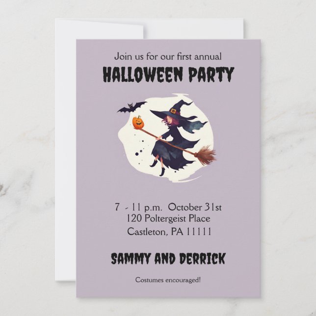 Skrämtjäderske Halloween-fest inbjudningar (Framsida)
