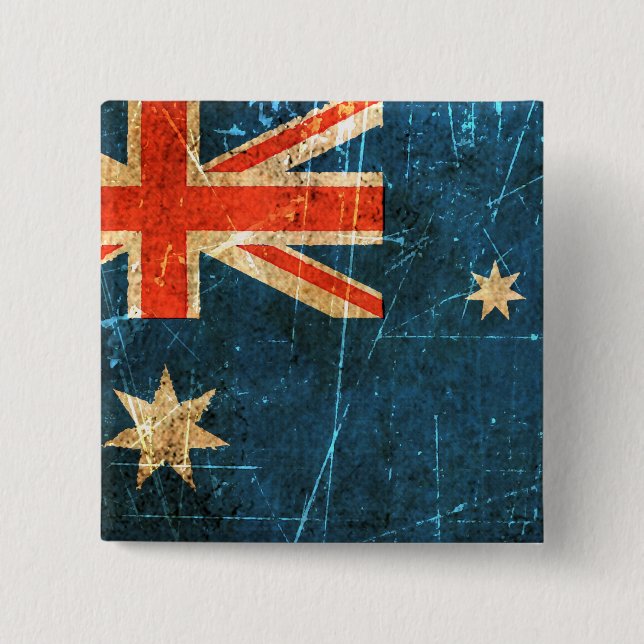 Skrapad och ha på sig australiensisk flagga för knapp (Framsida)