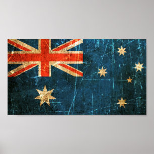 Skrapad och ha på sig australiensisk flagga för poster