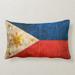 Skrapad och ha på sig filippinsk flagga för lumbarkudde