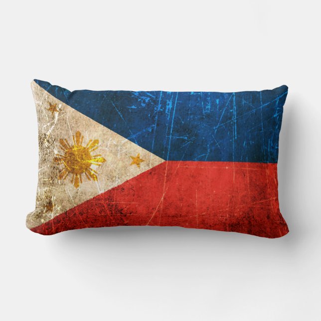Skrapad och ha på sig filippinsk flagga för lumbarkudde (Framsida)