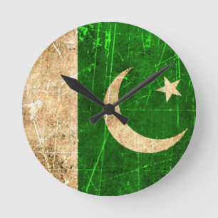 Skrapad och ha på sig pakistansk flagga för rund klocka