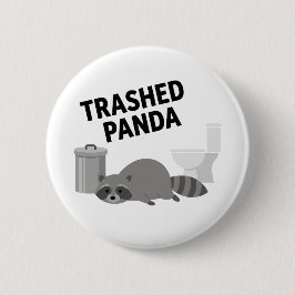 Skräpande Panda Rolig Berusad Tvättbjörn Knapp